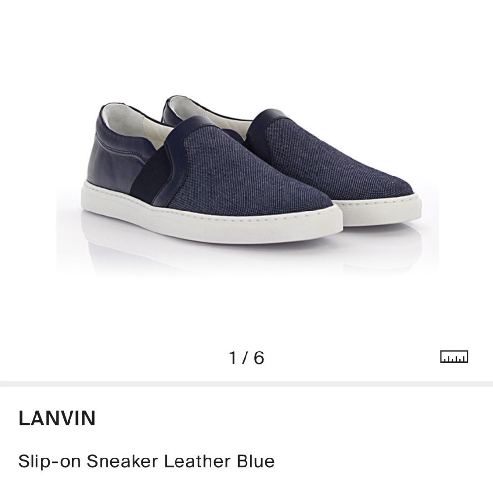 Lanvin Blue linen and Leather Slip-On Sneakers sz 38/ 7.5